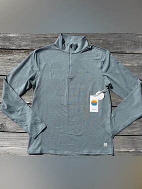 Vuori Ponto 1/2 Zip Mock Neck – Misty Blue Heather (Men's) nwt SIZE SMALL